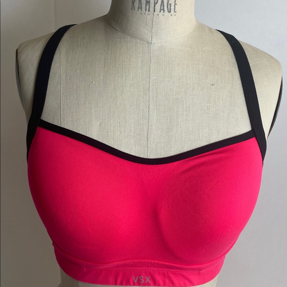 VSX Pink Sports Bra with Black Straps Size 36C